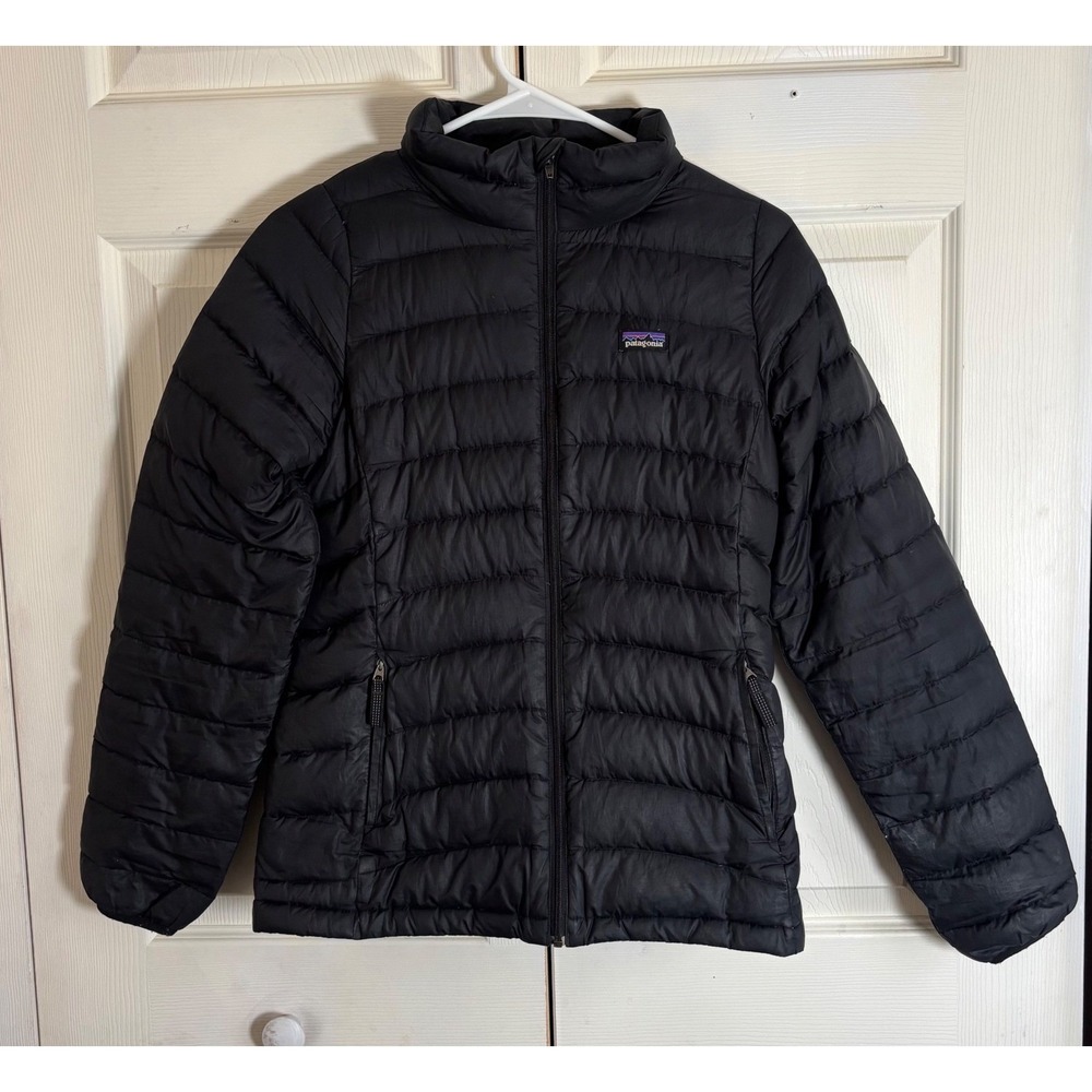 Patagonia Down Jacket Black Puffer Full Zip Coat Size Girls XL